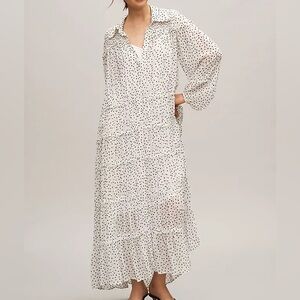 By Anthropologie Long-Sleeve Smocked Tiered Maxi Dress